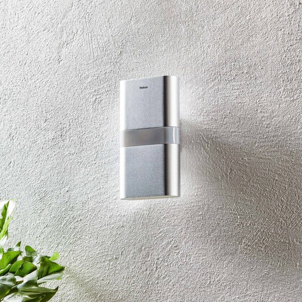 Theben theLeda D UD AL Interruttore a parete up/down con sensore PIR, Alluminio / Grigio / Zincato, Alluminio, Moderno