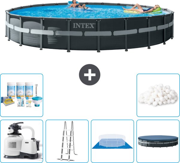Piscina Intex Round Ultra XTR Frame - 732 x 132 cm - inclusa pompa - scaletta - telo di fondo - confezione di manutenzione della copertura - sfere filtranti