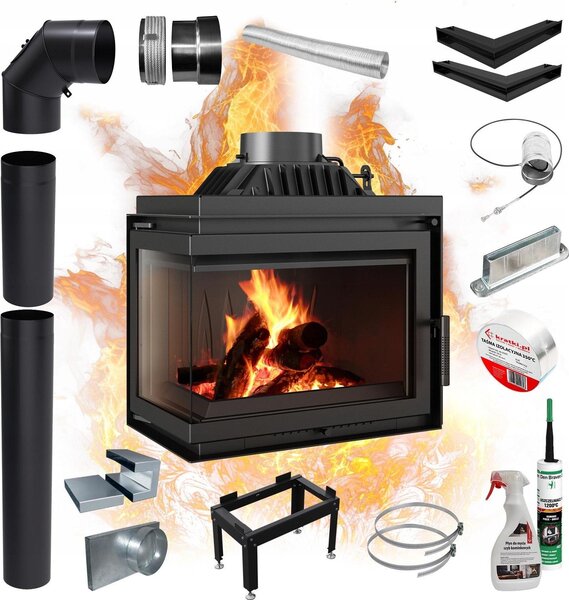 Inserto camino sinistro SIMPLE 8kW set di chiusura