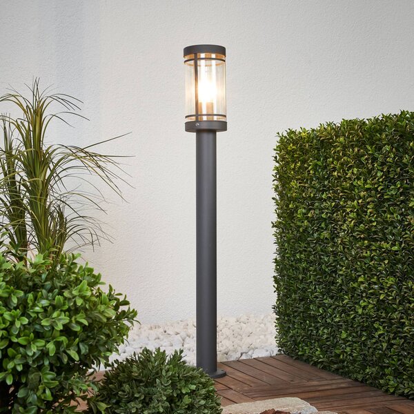 Lindby Lampione Djori, 80 cm, antracite, acciaio inox, E27 Djori, Alluminio / Grigio / Zincato, Acciaio Inox, Moderno