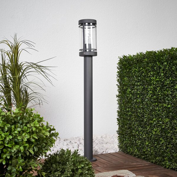 Lindby Lampione Djori, 80 cm, antracite, acciaio inox, E27 Djori, Alluminio / Grigio / Zincato, Acciaio Inox, Moderno