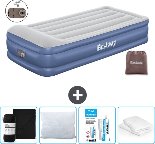 Materasso gonfiabile Bestway - 1 persona - 97 x 191 x 46 cm - Grigio/Blu - Accessori inclusi