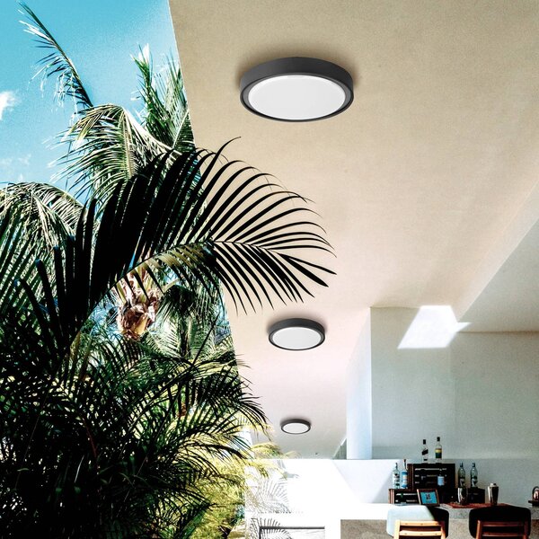 Viokef Plafoniera LED da esterni Anabella, grigio scuro Anabella, Alluminio / Grigio / Zincato, Plastica, Moderno, Plafoniere LED