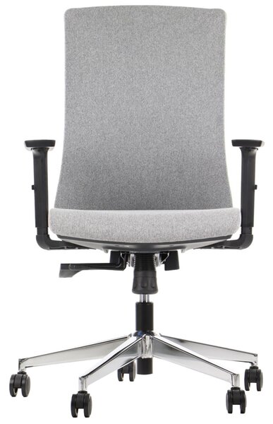 Sedia da ufficio girevole ergonomica TONO, base cromata, braccioli regolabili, rivestimento grigio