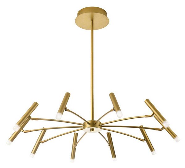 Viokef Lampada LED a sospensione Secret, color oro, Ø 80 cm, metallo, 10 luci. dimmerabile, Ottone / Oro, Soggiorno / Sala da pranzo, Metallo, Moderno