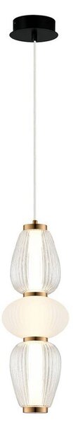 Viokef Lampada LED a sospensione Shiny, Ø 16 cm, trasparente/bianco, vetro Shiny, Chiaro / Trasparente, Soggiorno / Sala da pranzo, Moderno
