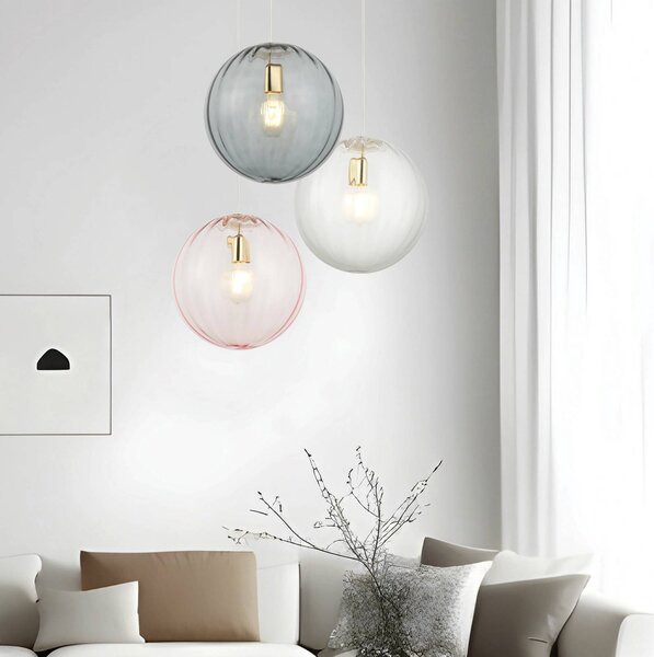 Viokef Lampada a sospensione in vetro Diana, dimmerabile, Alluminio / Grigio / Zincato, Soggiorno / Sala da pranzo, Vetro, Moderno, Lampada a sospensione