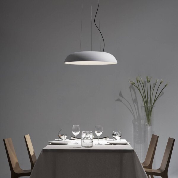 Martinelli Luce Lampada a sospensione Maggiolone, dimmerabile, Bianco / Opale, Soggiorno / Sala da pranzo, Alluminio, Design, Lampada a sospensione