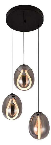 Viokef Lampada a sospensione in vetro Melanie, Alluminio / Grigio / Zincato, Soggiorno / Sala da pranzo, Vetro, Lampada a sospensione