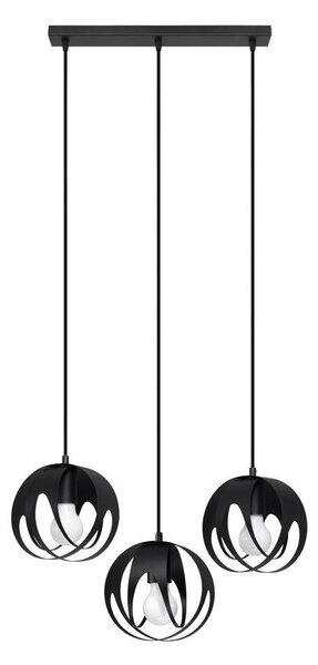 Lampada a sospensione TULOS 3L nero 3xE27 15W acciaio 117x16x50cm Sollux Lighting