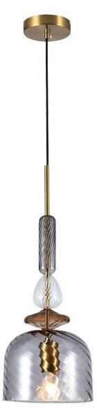 Viokef Lampada a sospensione in vetro Glorial, dimmerabile, Alluminio / Grigio / Zincato, Soggiorno / Sala da pranzo, Vetro, Vintage, Lampada a sospensione