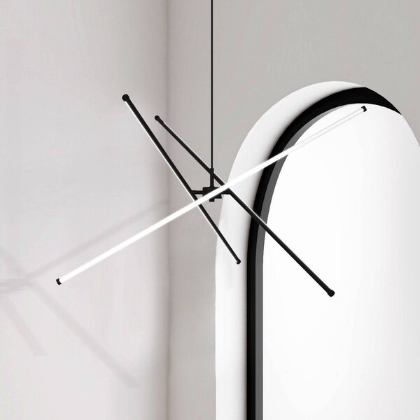 Viokef Lampada LED a sospensione Sandy, lunghezza 90 cm, nero, metallo Sandy, Nero, Soggiorno / Sala da pranzo, Alluminio, Moderno
