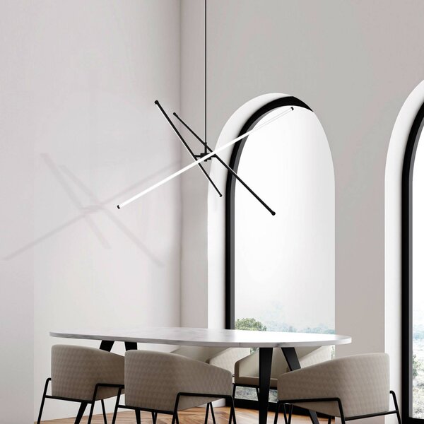 Viokef Lampada LED a sospensione Sandy, lunghezza 90 cm, nero, metallo Sandy, Nero, Soggiorno / Sala da pranzo, Alluminio, Moderno