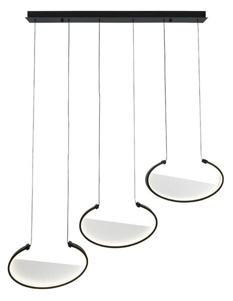 Viokef Lampada LED a sospensione Adele, lunghezza 117 cm, nero, metallo, 3 luci. Adele, Nero, Soggiorno / Sala da pranzo, Alluminio, Moderno