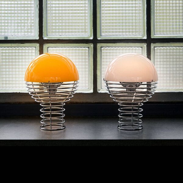 Verpan Lampada da tavolo di design Wire, dimmerabile, Cromo / Argento, Soggiorno / Sala da pranzo, Acciaio Inox, Design, Lampada da tavolo