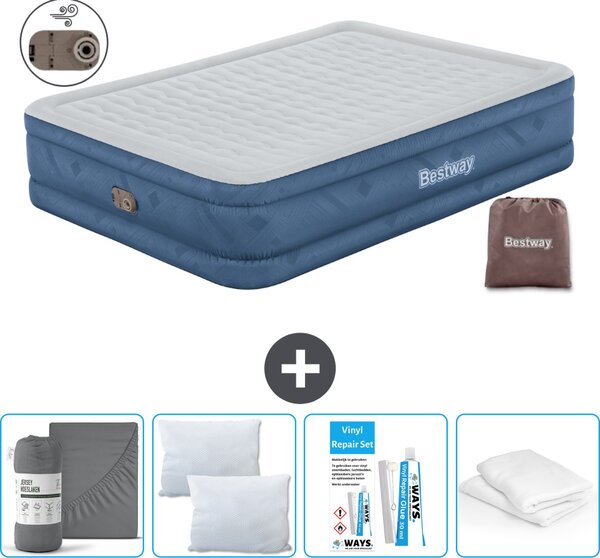 Materasso gonfiabile Bestway - 2 persone - 152 x 203 x 46 cm - Grigio - Accessori inclusi