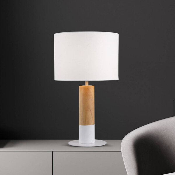 Viokef Lampada da tavolo Carroll, Bianco / Opale, Soggiorno / Sala da pranzo, Tessuto / Stoffa / Seta, Lampada da tavolo