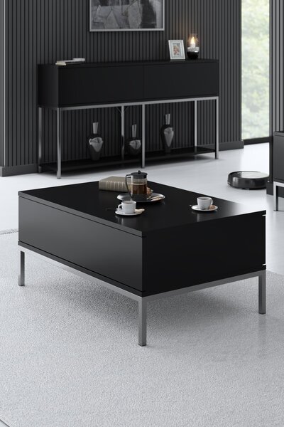 Skye Decor, Lord - Nero, Argento, tavolino da caffè, 100 % MELAMIN COATED SLIPBOARD, nero, 90 x 60 x 40 cm