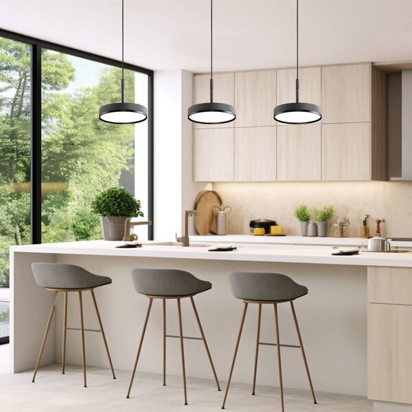 Viokef Lampada LED a sospensione Don, grigio, Ø 20 cm, metallo Don, Alluminio / Grigio / Zincato, Soggiorno / Sala da pranzo, Alluminio, Moderno