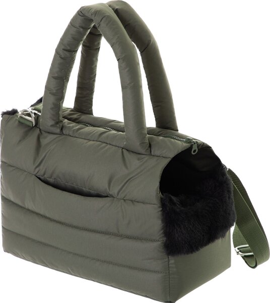 Doggy FLUFFY RIDE Borsa da trasporto Scatola da trasporto per cani Scatola da trasporto per gatti Borsa per cani 40x20x30 cm verde oliva
