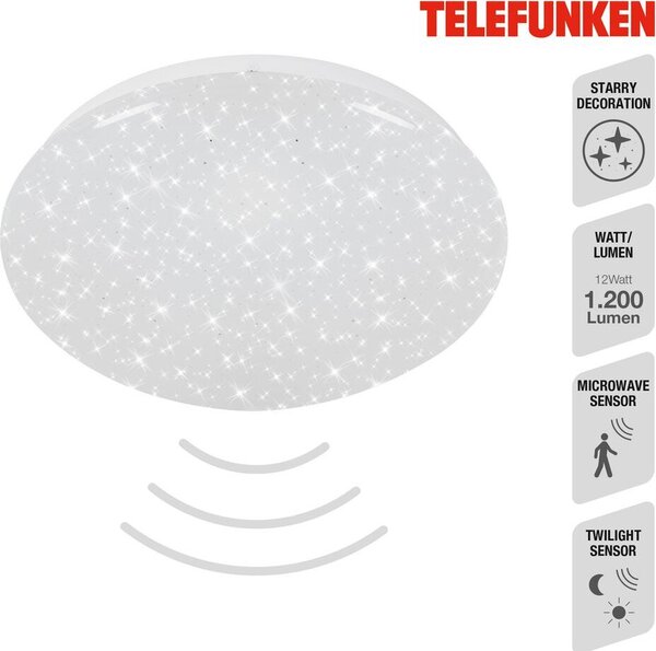Lampada da soffitto a LED con sensore cielo stellato 12 W bianco metallo-plastica Telefunken