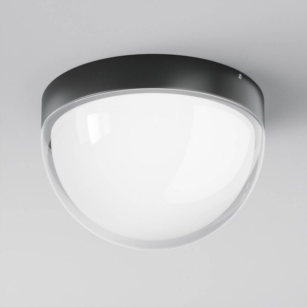Maytoni Plafoniera LED da esterni Mon, grafite, Ø 18 cm, IP65, 3.000K Mon, Nero, Alluminio, Moderno, Plafoniere LED