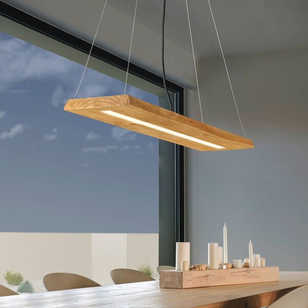 Trio Lighting Lampada a sospensione Brad, dimmerabile, Legno chiaro, Soggiorno / Sala da pranzo, Legno, Moderno, Lampada a sospensione
