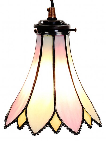 Clayre & Eef lampada a sospensione Tiffany Ø 15x115 cm vetro rosa beige