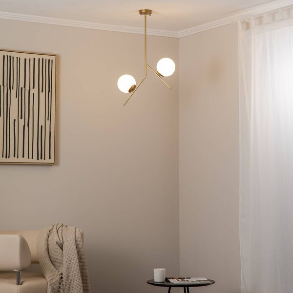 Lampada a sospensione in vetro Dolunay Opviq, dimmerabile, Ottone / Oro, Soggiorno / Sala da pranzo, Metallo, Moderno, Lampada a sospensione