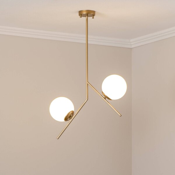 Lampada a sospensione in vetro Dolunay Opviq, dimmerabile, Ottone / Oro, Soggiorno / Sala da pranzo, Metallo, Moderno, Lampada a sospensione