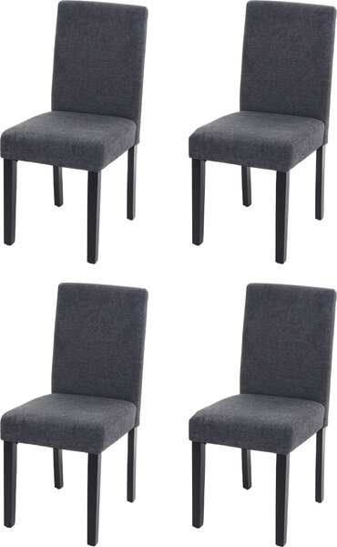 Set di 4 sedie per sala da pranzo Sedia da cucina Littau ~ tessile, grigio antracite, gambe scure