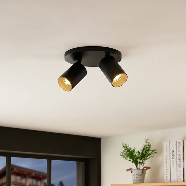 Arcchio Faretto Brinja, nero, rotondo, Ø 6 cm, a 2 luci, GU10 Brinja Arcchio, dimmerabile, Nero, Corridoio, Alluminio, Moderno, Faretto