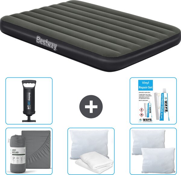 Materasso gonfiabile Bestway - Letto alla francese - 137 x 191 x 25 cm - Verde - Accessori inclusi