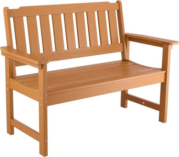 Panchina da giardino 128cm - Panca da giardino in plastica color legno - Panca da balcone per veranda