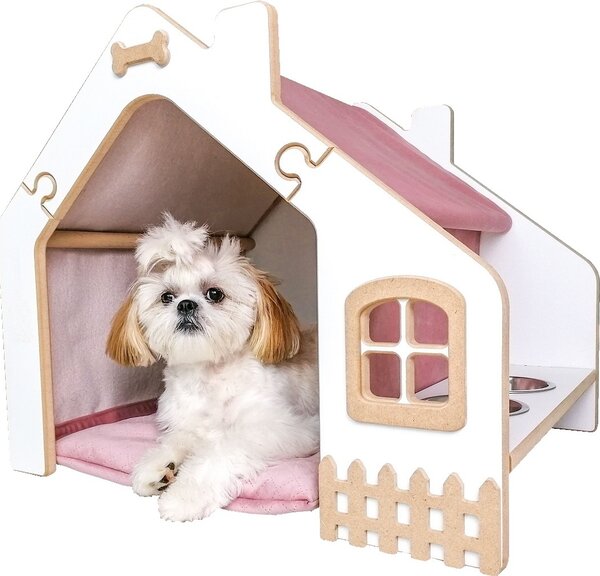 Create for you® – cuccia per cani o gatti, 2 ciotole in metallo – Rosa