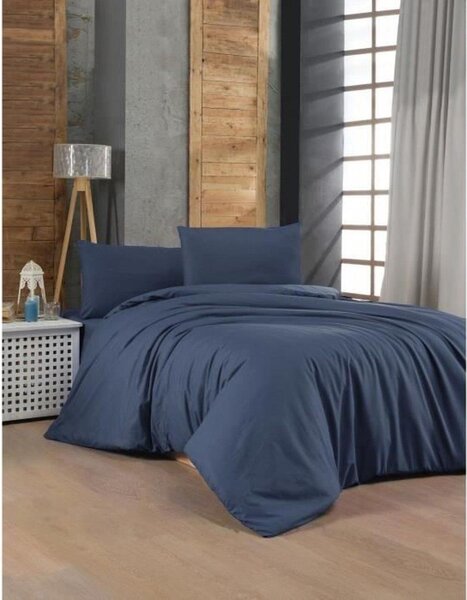 L'Essentiel Linge de Maison, Blu scuro, Set copripiumino Ranforce king size (FR), 100 % COTONE RANFORCE, Blu scuro, 240 x 220 cm