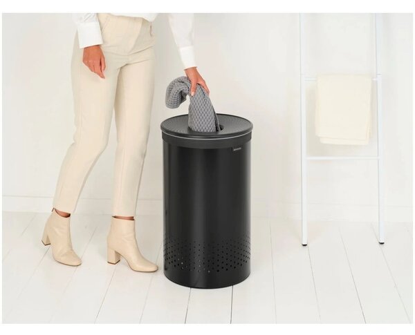Cesto portabiancheria in metallo nero opaco 60 l - Brabantia