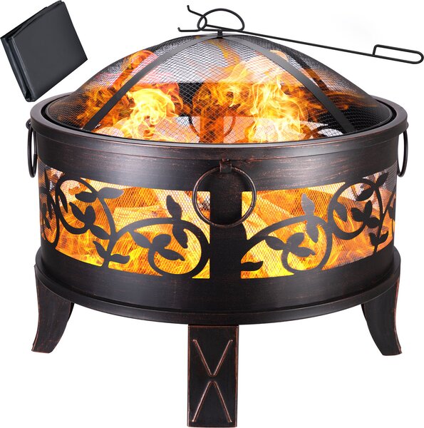 Gardebruk Braciere Rotondo Ø 67cm Acciaio Parascintille Attizzatoio Bracieri da Esterno Giardino