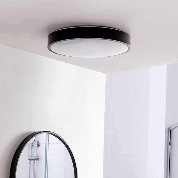 Plafoniera a LED Medon Lindby, Nero, Bagno, Metallo, Moderno, Plafoniera LED