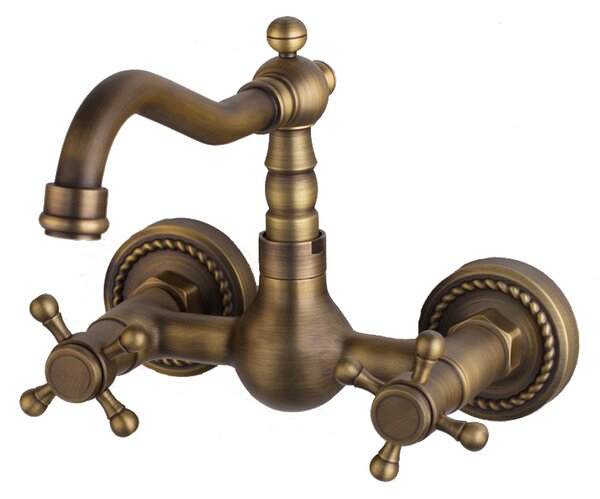 Rubinetto per lavabo KRAN retro SZCZOTKOWANA MOSNA a parete ILONIA LAUFERI