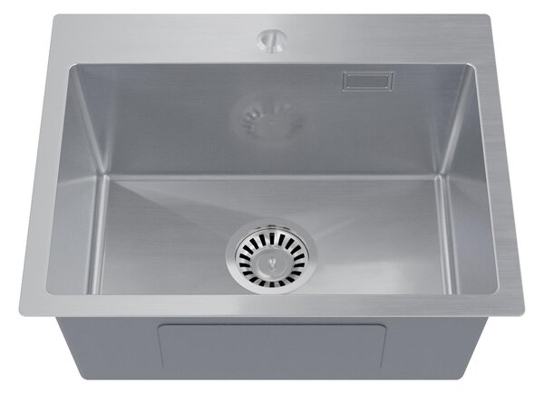 QLS Lavello 50x40cm in acciaio inox con foro per rubinetto Set di scarico Spazzolato 11152