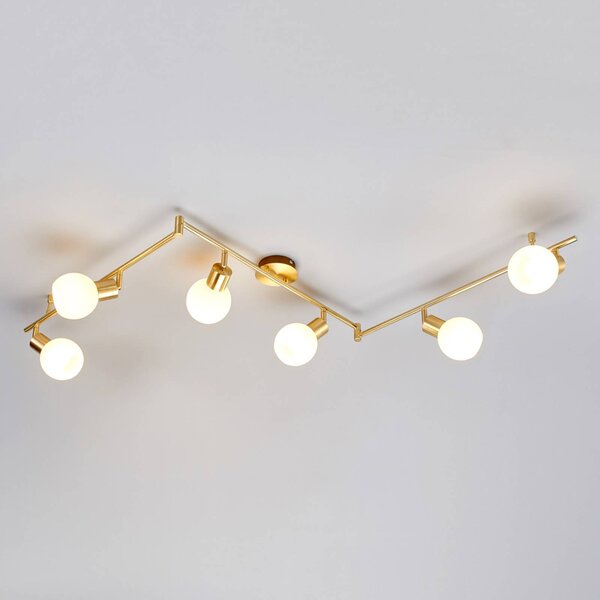 Faretto a soffitto ELAINA Lindby, dimmerabile, Ottone / Oro, Soggiorno / Sala da pranzo, Metallo, Moderno, Plafoniera
