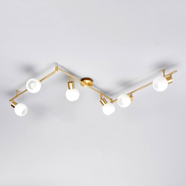 Faretto a soffitto ELAINA Lindby, dimmerabile, Ottone / Oro, Soggiorno / Sala da pranzo, Metallo, Moderno, Plafoniera