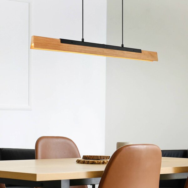 Trio Lighting Lampada LED a sospensione Kerala con dimmer sensore Kerala, dimmerabile, Legno chiaro, Soggiorno / Sala da pranzo, Legno, Moderno