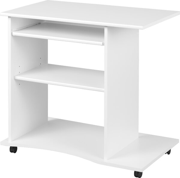 Scrivania per computer a sinistra 'Pepe' 80 cm con cassetto per tastiera di Kfb in bianco
