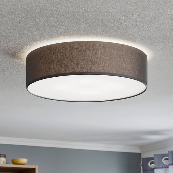 Plafoniera soffitto Rondo TK Lighting, dimmerabile, Alluminio / Grigio / Zincato, Camera da letto, Tessuto / Stoffa / Seta, Moderno, Plafoniera