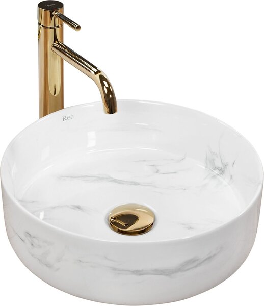 Lavabo Da Appoggio REA SAMI NATURE MARBLE WhiteRound