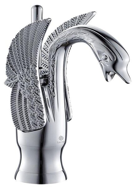 KRAN rubinetto lavabo swan retro argento cromo EMINA