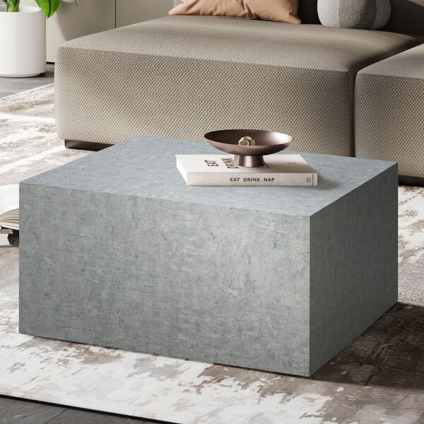 WOHNLING Tavolino MONOBLOC 60x60x30 cm in look cemento grigio design tavolo soggiorno cubo quadrato tavolo salotto tavolo laterale forma cubo