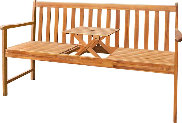 Panchina da giardino 2in1 con tavolo integrato in legno di acacia - circa 150 x 90 x 60 cm - Panchina in legno a 3 posti